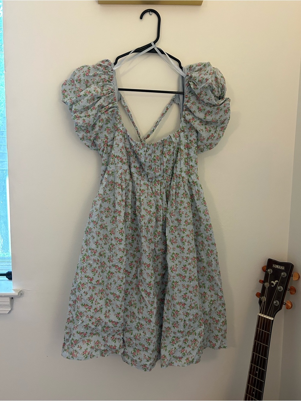 BeBop Light Blue Floral Smocked Mini Dress